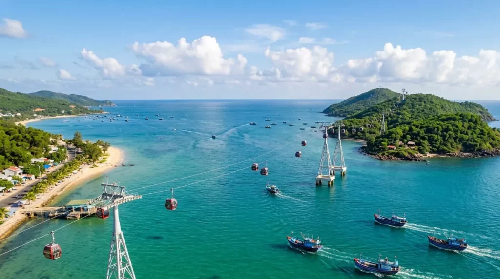 Ảnh minh họa cáp treo vượt biển ra đảo Hòn Ngư Sun World Cửa Lò