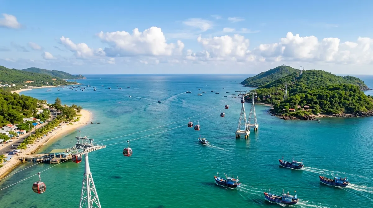 Ảnh minh họa ý tưởng cáp treo ra đảo Hòn Ngư ở Cửa Lò