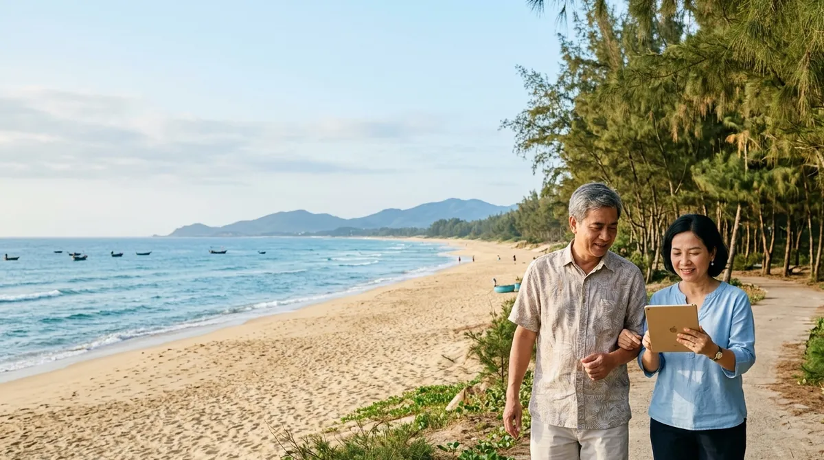 Ảnh minh họa vợ chồng đi dạo biển, theo dõi giá Rumor để chờ Sun Cửa Lò