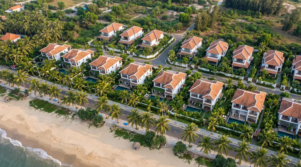 Ảnh minh họa dãy biệt thự biển Cửa Lò mái ngói hướng ra bãi cát